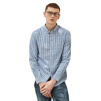 美式休闲秋季男士长袖衬衣修身纯棉小碎格子衬衫A91183SH001