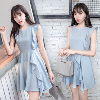 2018夏装新款 荷叶边不规则连衣裙