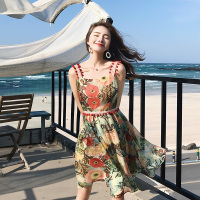 2018新款海边度假仙女吊带连衣裙夏女