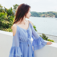 2018夏新款红色蕾丝海边度假海滩连衣裙短裙