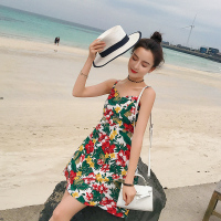 花色连衣裙2018新款夏季收腰显瘦短裙小清新吊带裙