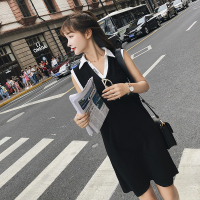 无袖修身背心裙2018新款韩版V领百搭连衣裙夏