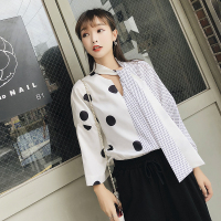 2018早秋韩版新款复古上衣波点衬衫女宽松衬衣