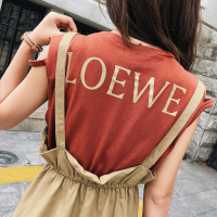 韩版无袖连衣裙女字母背心显瘦带背心裙两件套