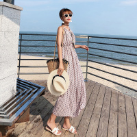 2018夏季新款韩版修身V领碎花中长款连衣裙女