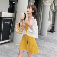 套装女2018新款衬衫防晒衣收腰带连衣裙两件套