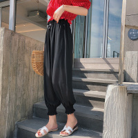2018新款韩版休闲高腰雪纺宽松九分灯笼裤