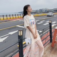 连衣裙女2018新款韩版学生网纱半身裙两件套潮