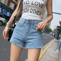 2018夏季新款毛边高腰牛仔短裤修身百搭热裤