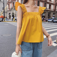 韩版夏季新款宽松显瘦纯色带背心女打底上衣女