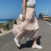 复古碎花蛋糕裙高腰显瘦雪纺半身裙女春夏韩版中长裙