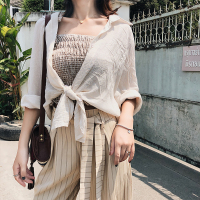 夏新款纯色宽松腔气质翻领衬衫女显瘦上衣开衫