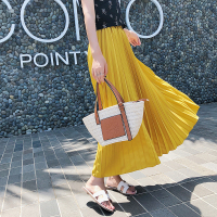 ins热款软妹韩版纯色大摆百褶雪纺中长款半身裙