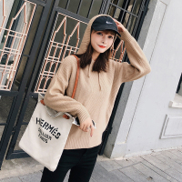 2018秋冬装韩版百搭宽松慵懒套头毛衣连帽针织衫