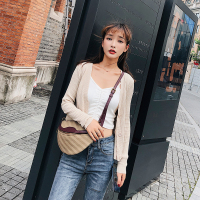 2018秋季新品韩版修身单排扣外套开衫V领针织衫女