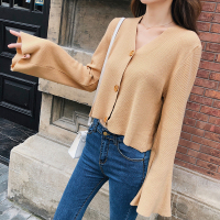 慵懒风毛衣外套2018秋装新款韩版宽松短款针织衫