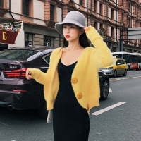 2018秋季新款韩版短款开衫大纽扣针织衫女小外套