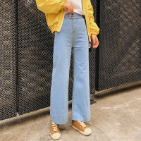 牛仔裤女2018秋冬韩版新款韩版宽松高腰阔腿裤女