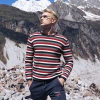 GA男装暴雪系列季保暖锁温抗起毛球可机洗经典条纹羊毛衫男