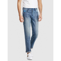 GA男裤夏季薄款弹力刺绣浅色牛仔裤男士宽松直筒百搭休闲长裤潮牌