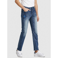 GA男裤夏季深蓝色薄款刺绣牛仔裤男宽松直筒裤复古休闲裤长裤潮牌