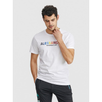 GA男装2019夏季白色圆领短袖T恤男宽松刺绣简约打底衫纯棉上衣潮T