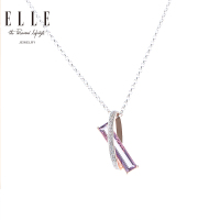 ELLE 项链 神秘石英系列 S925银红宝石镀玫瑰金饰品