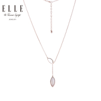 ELLE 项链 温婉如玉系列 S925银红宝石镀玫瑰金饰品