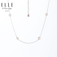 ELLE饰品 闪耀之星925银镶锆石项链送恋人欧美风