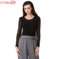 古今爱她 刺绣花领口纱袖打底衫春夏休闲家居服长袖女 3HT199
