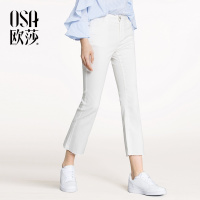 OSA欧莎2018春装新款 时尚简约舒适直筒休闲牛仔裤A53013