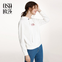 OSA欧莎2018春装新款女装舒适连帽套头刺绣卫衣