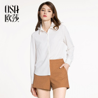 OSA欧莎2018春装新款 简约单排扣时尚OL风长袖衬衫A12017