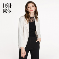 OSA欧莎2018春装新款女装 气质条纹OL风西装外套A25012