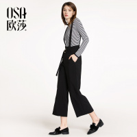 OSA欧莎2018春装新款女装时尚个性背带休闲裤