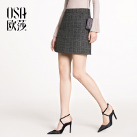 OSA欧莎2018春装新款女装 口袋简约A字半身裙