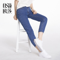OSA欧莎2018春装新款 简约 舒适 牛仔裤