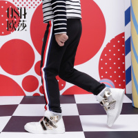 [M]OSA欧莎女童休闲裤秋季新款女中大童长裤针织裤儿童裤