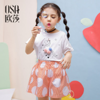 儿童夏季两件套2018新款女童洋气套装中大童女童时髦休闲短袖套装