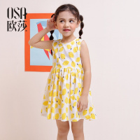 女童夏季清新甜美印花儿童连衣裙无袖背心裙女童洋气裙子中大童