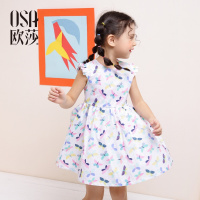 女童连衣裙夏装儿童裙子女童洋气裙子美印花公主无袖连衣裙
