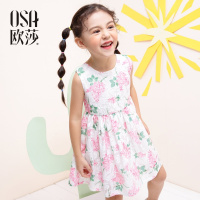 女童连衣裙清新儿童背心裙童装夏装甜美印花儿童无袖连衣裙