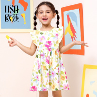 2018夏装新款女童连衣裙甜美印花儿童裙子中大童连衣裙公主背心裙