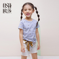 女童短袖T恤童装夏条纹儿童T恤女短袖小女孩T恤上衣中大童短袖