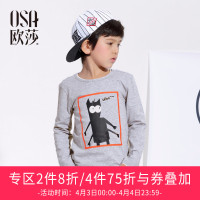 [M]OSA欧莎童装2017年秋装新款个性印花圆领休闲长袖T恤男