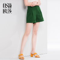OSA欧莎高腰休闲短裤女夏2018新款韩版宽松学生百搭显瘦工装裤