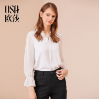 OSA欧莎雪纺仙仙女上衣2018新款秋装超仙洋气气质甜美洋气小衫女