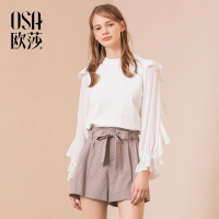 OSA欧莎短裤女2018秋装裤子女装甜美可爱休闲裤阔腿裤女