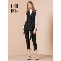 OSA欧莎2018秋季新款心机社会港味职业两件套休闲时尚套装女