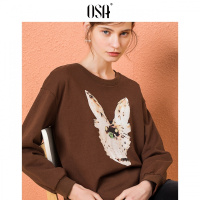 ⑩OSA欧莎2018冬装新款ins超火百搭打底印花时尚套头长袖卫衣女
